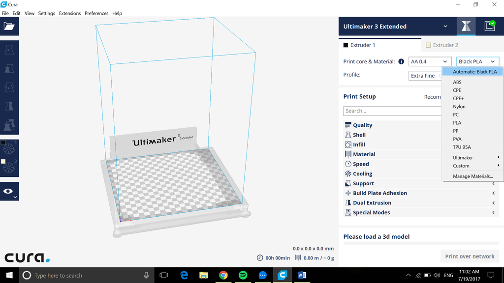 ultimaker cura ender 3 settings