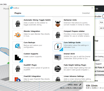 Picture of Cura Setting Guide Plugin location