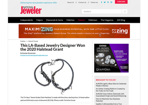 National Jeweler | This LA-Based Jewelry Designer Won the 2020 Halstead Grant 