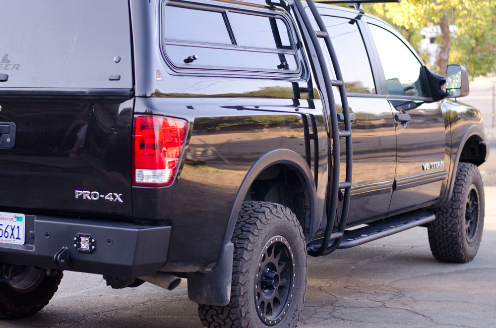 Custom overlanding ladder nissan titan roof tent