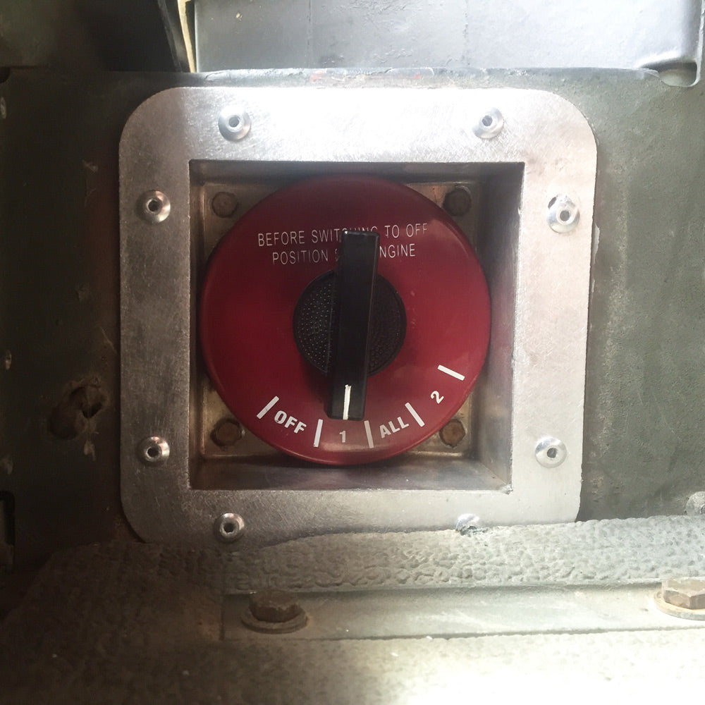 Custom aluminum battery switch box in Humvee