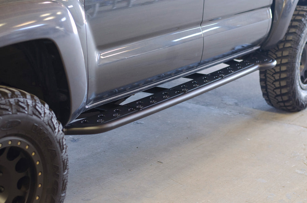 toyota tacoma sliders for snow, offroad sliders, overland sliders by rock and road