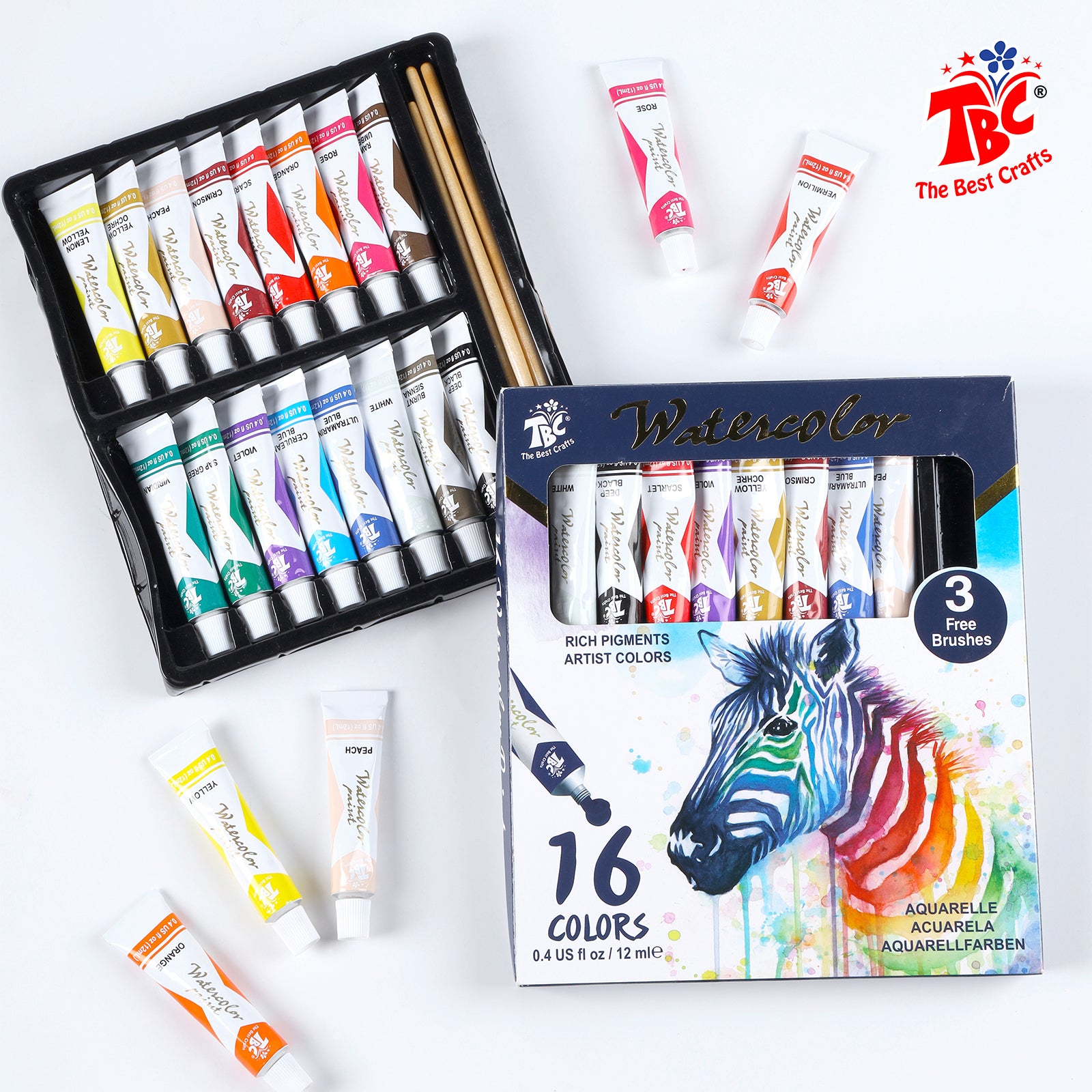 Acrylic Paint Set in Aluminum Tube with 3 Bonus Brushes – TBC the Best  Crafts