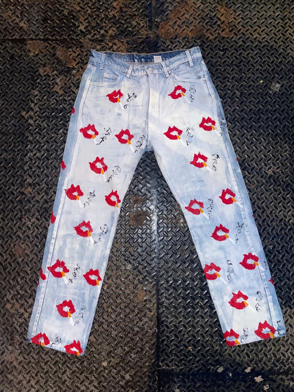 Chrome Hearts cross patched jeans red & black crosses SZ:W30