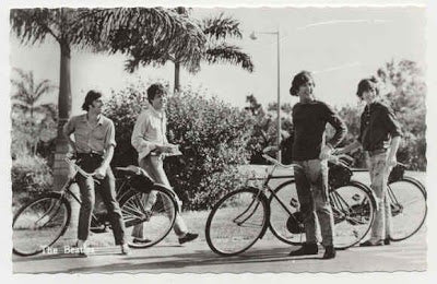 Fab 4, The Beatles. Celebrities biking