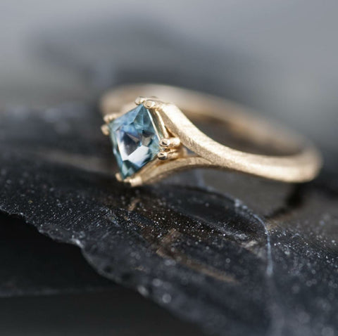 Yellow Gold Montana Sapphire Engagement Ring | Era Design Vancouver Canada