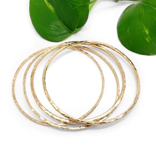 Hammered Bangles | Handcrafted 14kt yellow gold hammered bangles