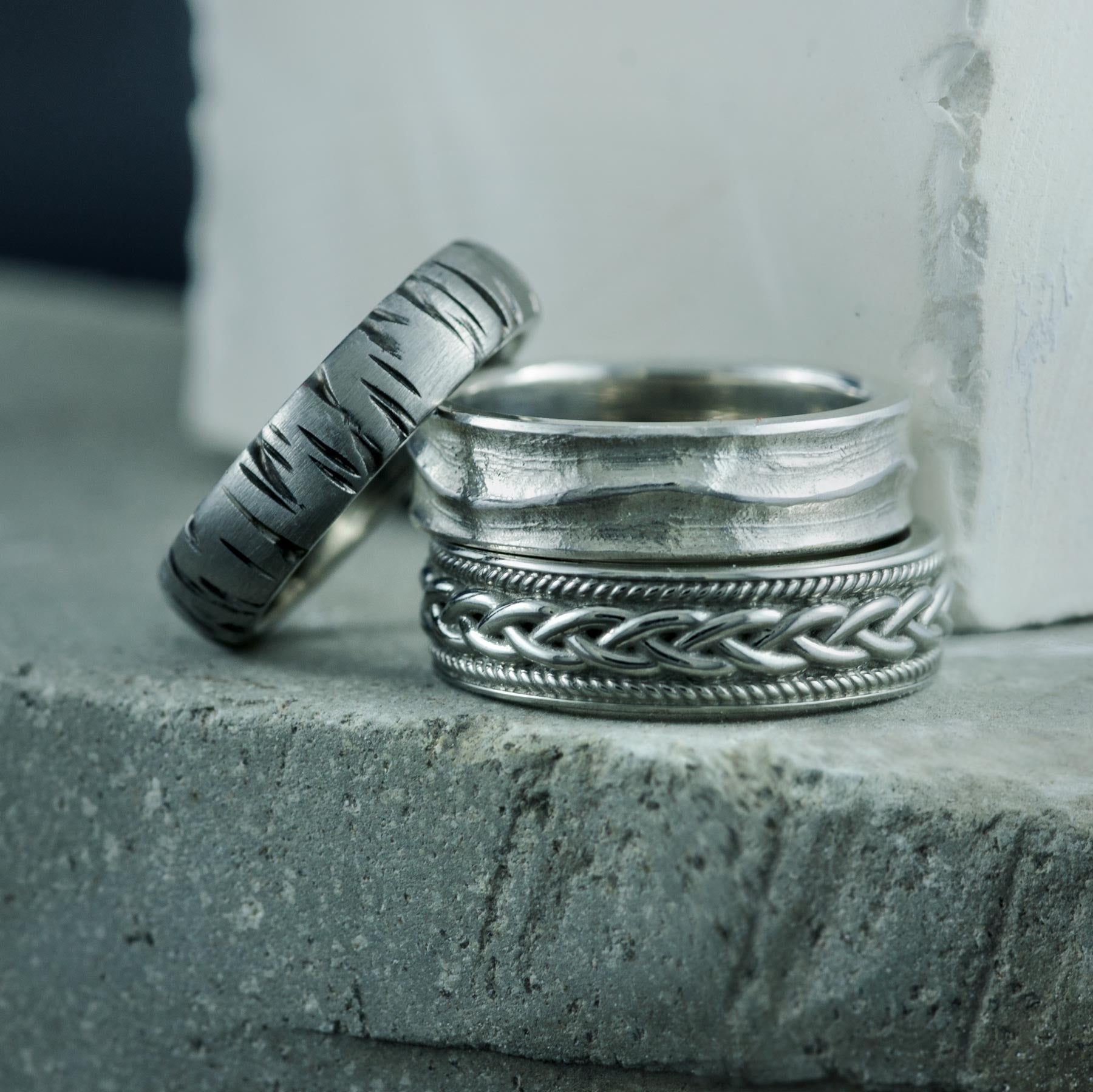 White gold men's wedding bands