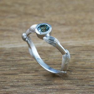 Pussy willow inspired green sapphire engagement ring from  Era Design Vancouver.