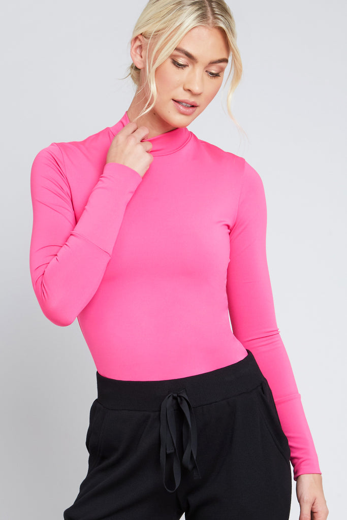 All-Use Mock Neck Top in Neon Pink | Terez