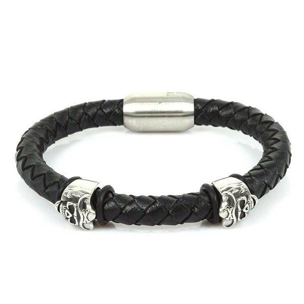 mens black skull bracelet