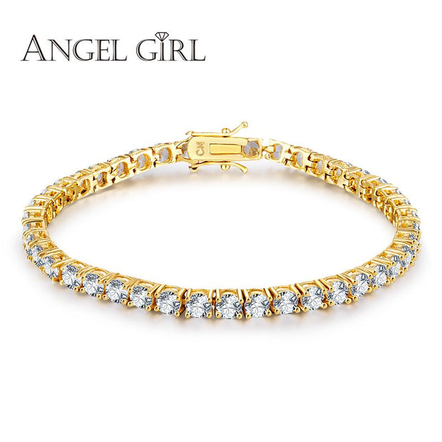 Angelgirl 2018 Sale Round Gold 4 Mm Cubic Zirconia Tennis Ball Microin Velvet Box