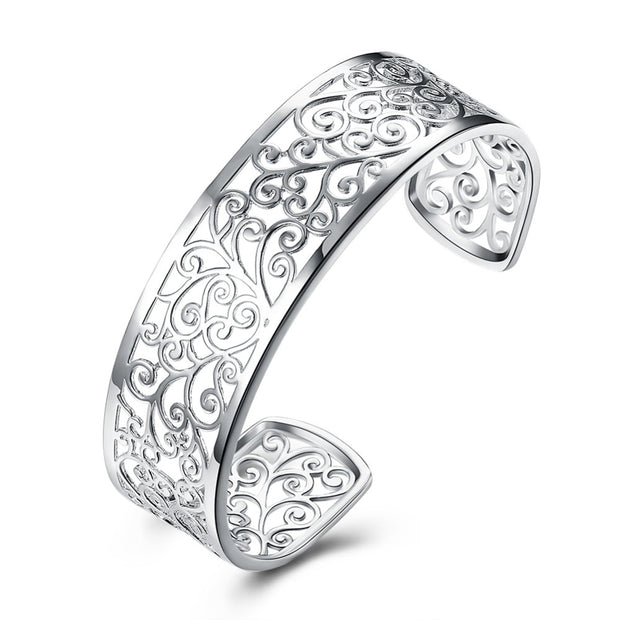 wide silver bangle bracelet