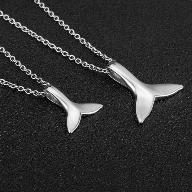 Chic Stainless Steel Animal Fashion Women Necklace Whale Tail Fish Nau Velvet Box