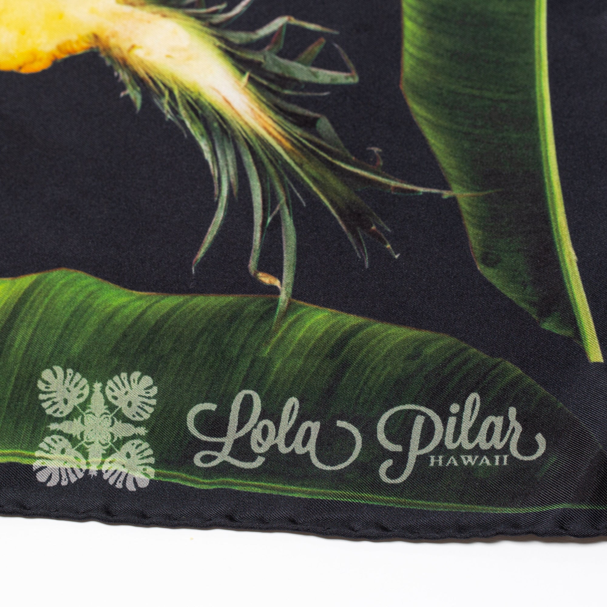 Live A Lei Life Silk Scarf - Black or Army Green - Lola Pilar Hawaii