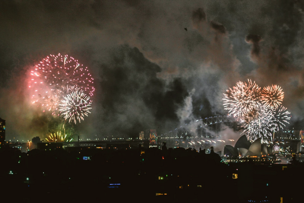 Fireworks above the city