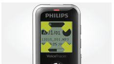 Philips DVT1250 Digital VoiceTracer Audio Recorder available from Speech Products UK with large backlit display