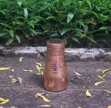 Load image into Gallery viewer, Copper Hammered Bottle Jar with Pitambari (1 Litre)