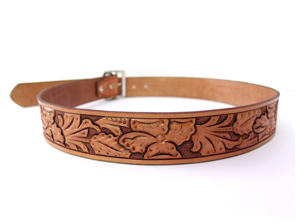 Hand Carved Wild Rose Belt | HOLMES