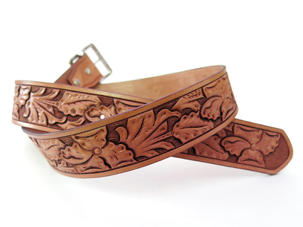 Hand Carved Wild Rose Belt | HOLMES