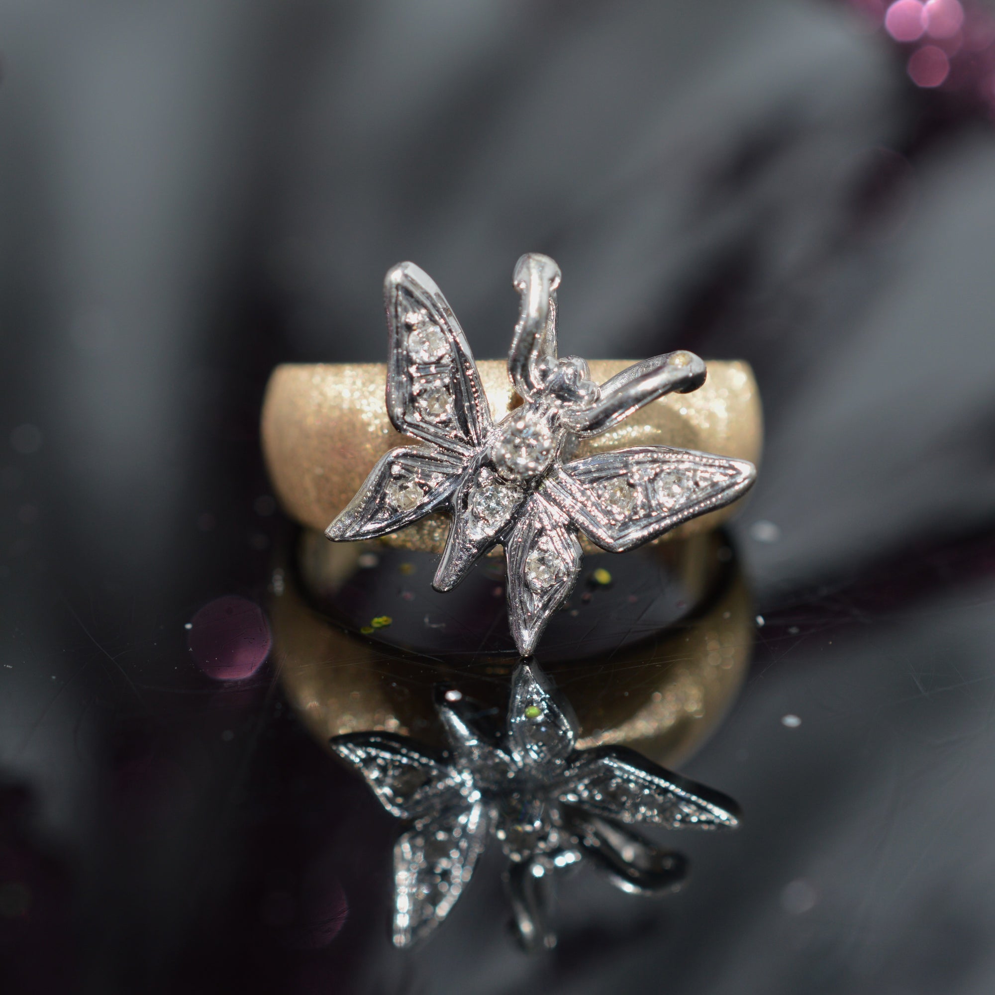 Vintage 14K Yellow Gold Trillion Cut Diamond Ring Wedding Band Engagement  Ring 0.15 Carats - Timekeepersclayton
