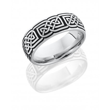 Cobalt Chrome Eight mm Domed Band with Celtic Pattern - Howard's DC