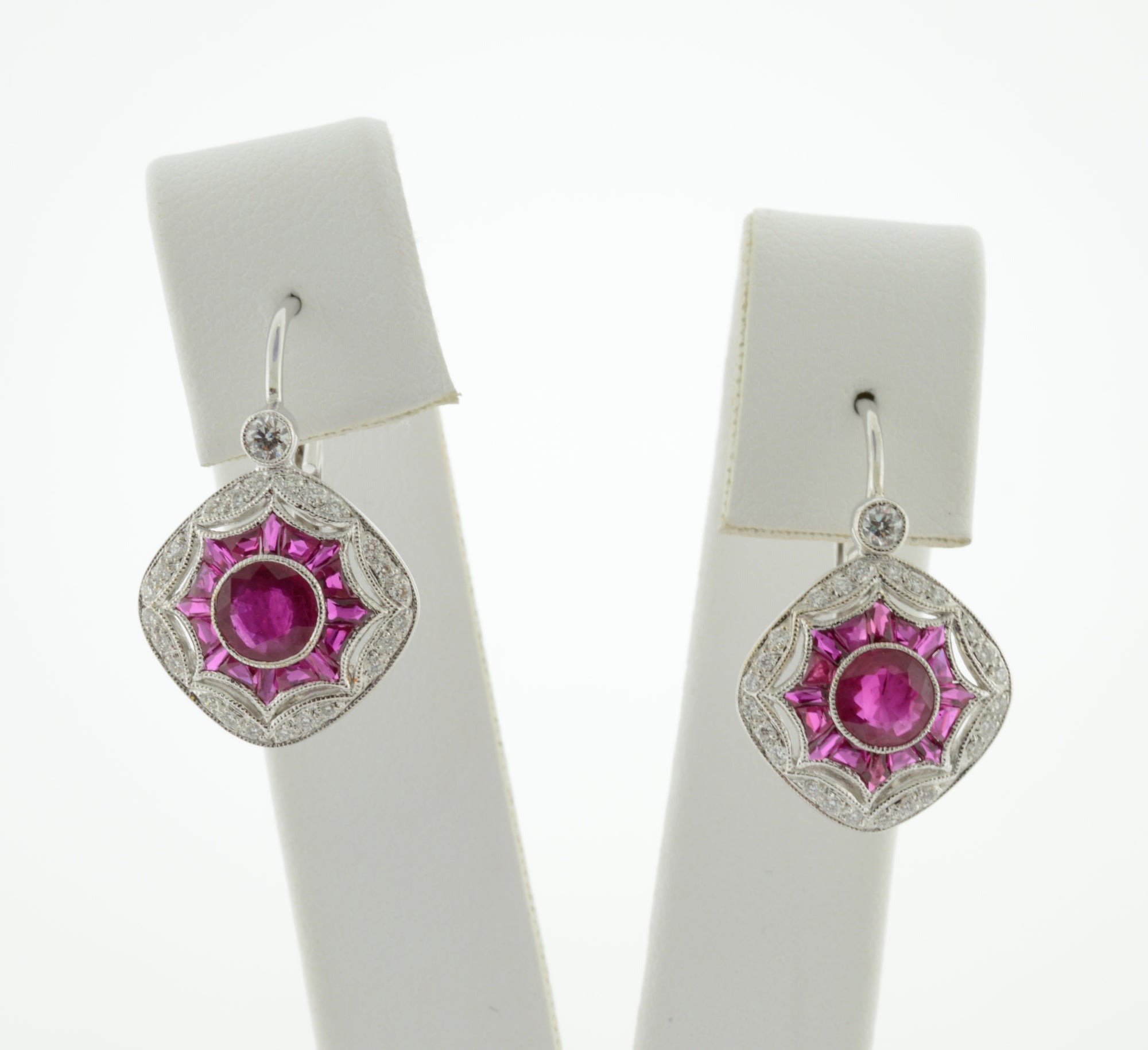 Louis Vuitton Couture Diamond and Pink Sapphire Drop Earrings