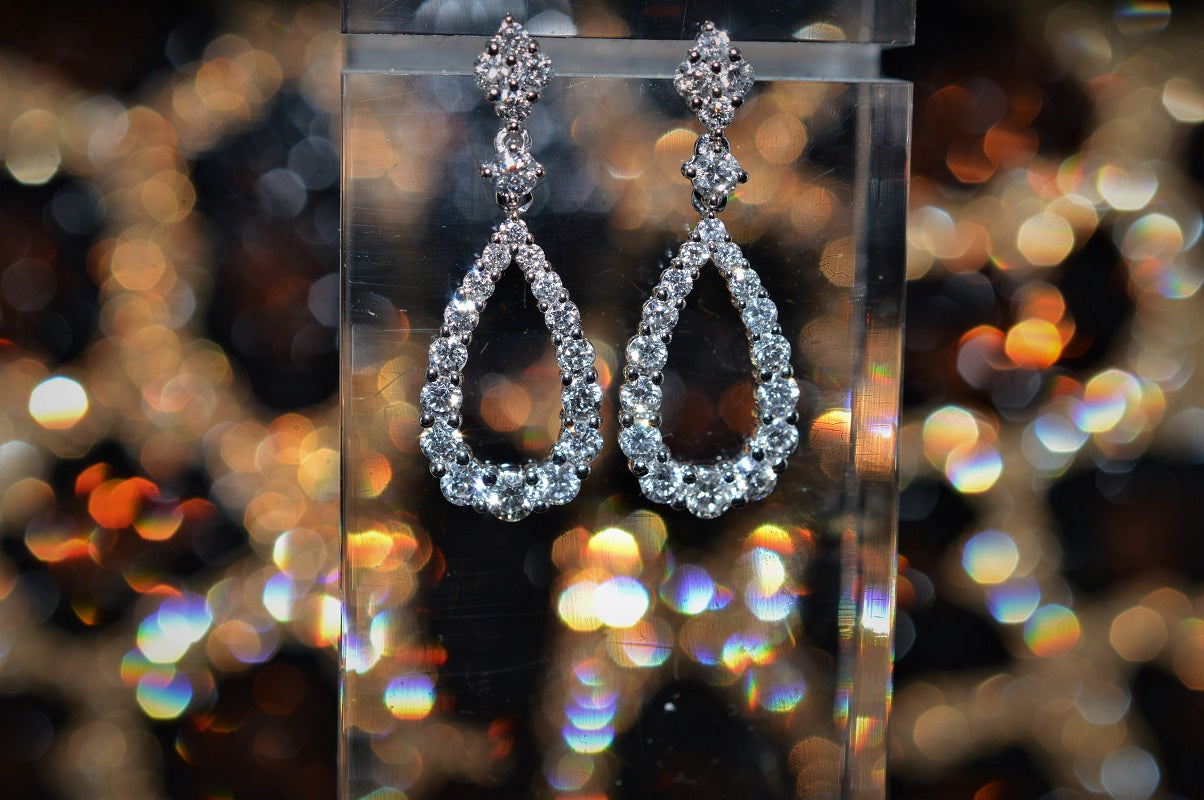 Buy 14K Yellow, Rose and White Gold Diamond-cut Tricolor Tear Drop Earrings  2.30 Grams at ShopLC.