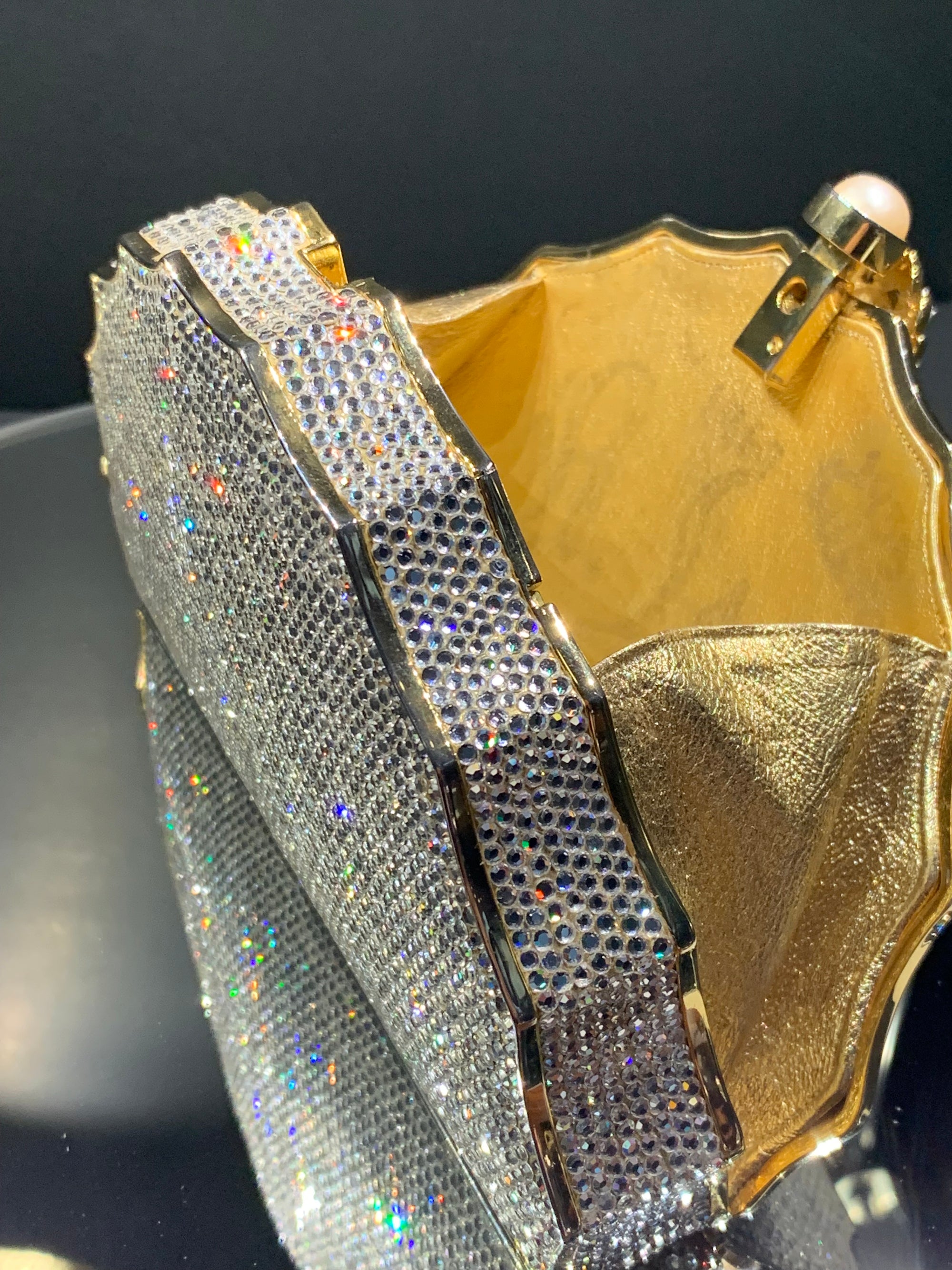 Judith Leiber silver Crystal-Embellished Peony Clutch Bag