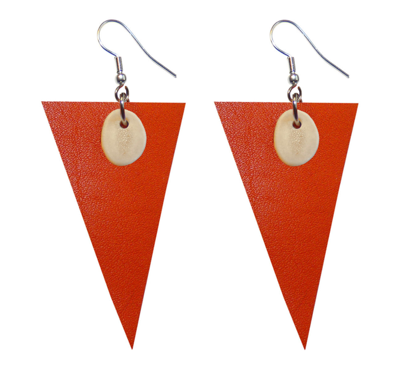 triangle leather earrings