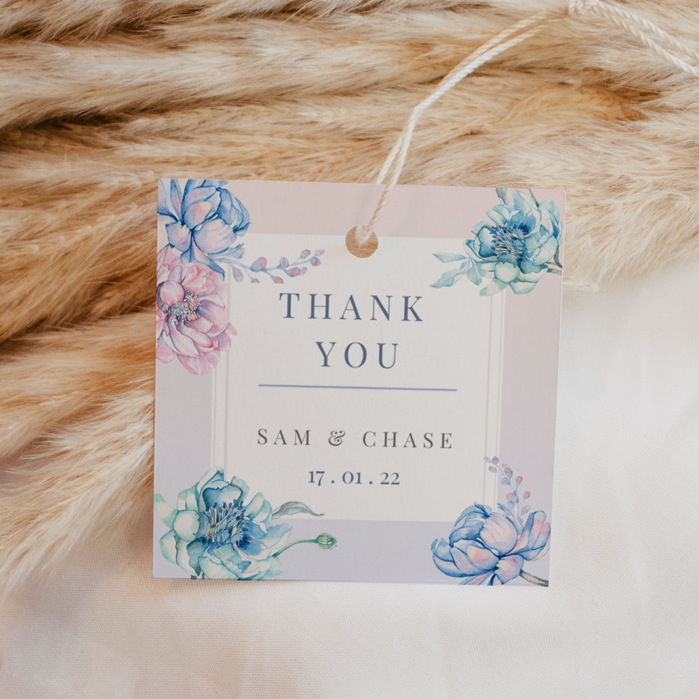Thank You Tags/Stickers - Dusty Pink Floral Geometric – Simply