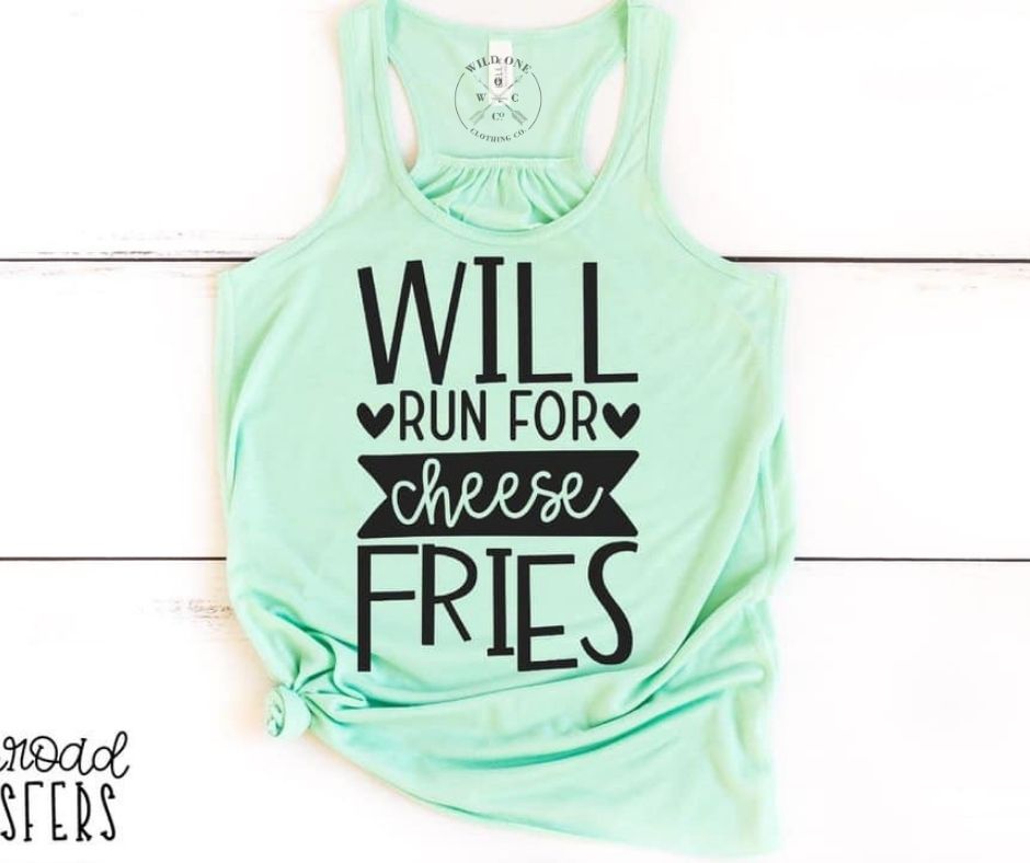 Will Run For Cheese Fries- Black Screen Print Graphic Add on