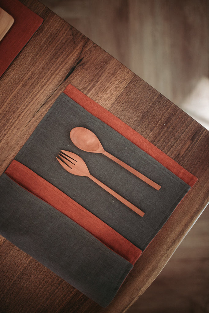 barehands linen placemat and fork & spoon