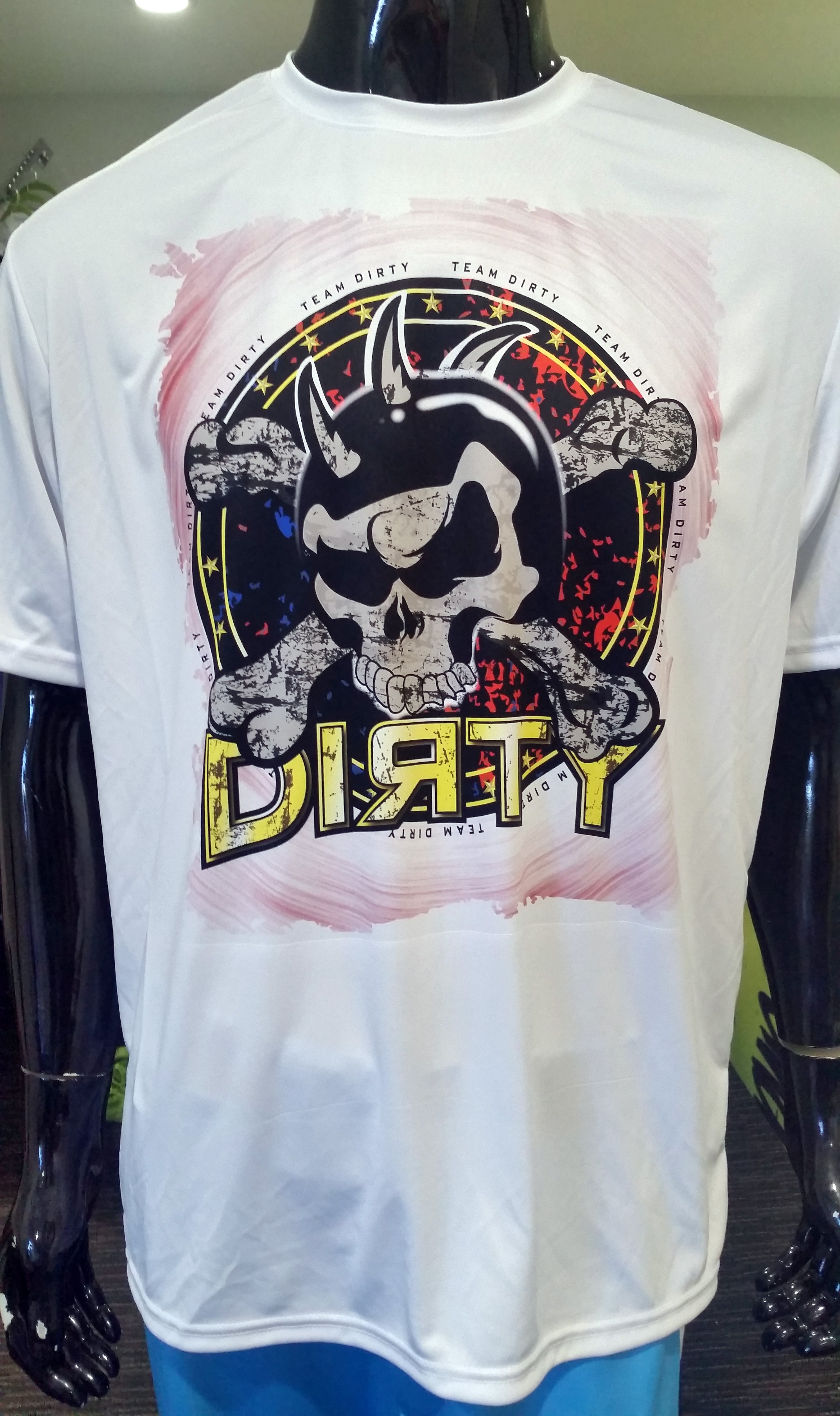 Team Dirty Grunge Skull Short Sleeve Polyester Shirt Dirty