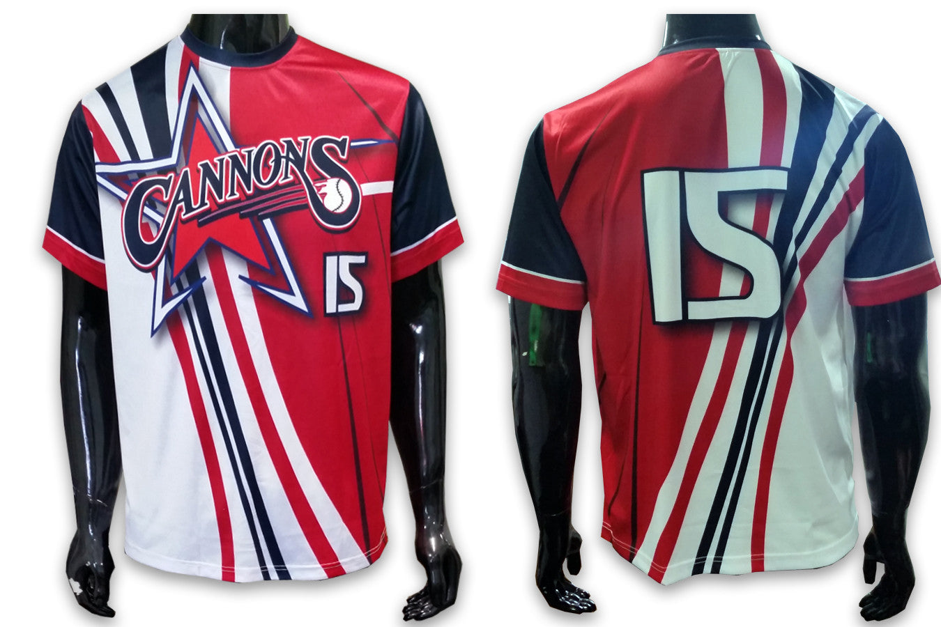 red white and blue softball jerseys