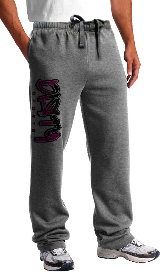 Sweat Pants - DIRTY Graffiti Logo, PINK on Gray - Dirty Sports Wear