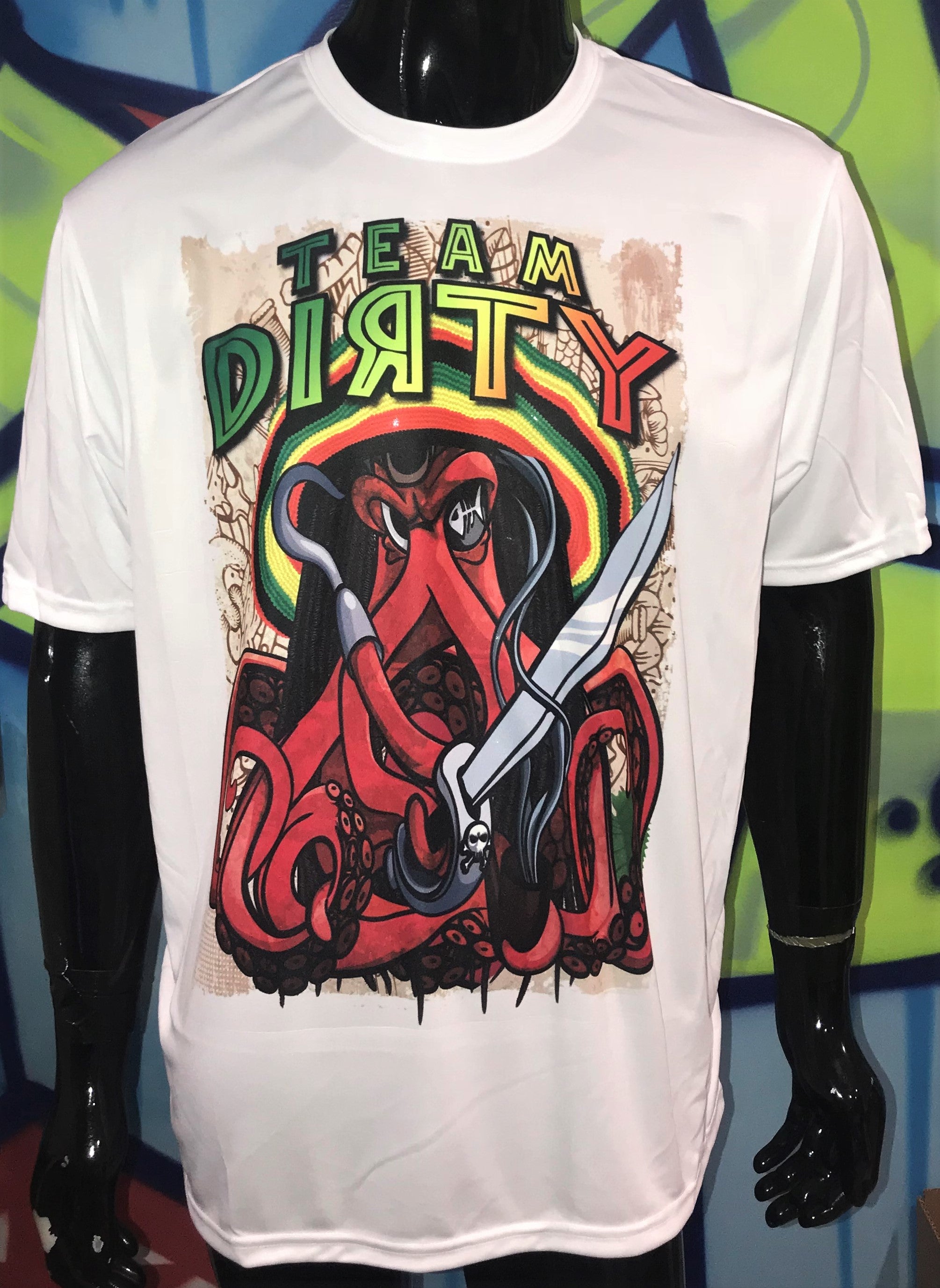 Team Diyaty Rasta Octopus Pirate Short Sleeve Polyester Shirt