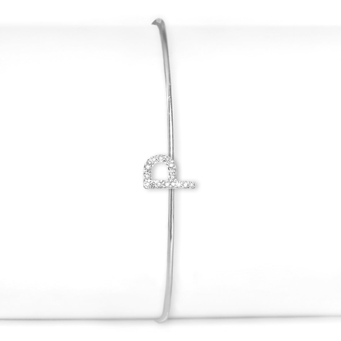 Sterling Silver Diamond Letter P Bangle - SALE