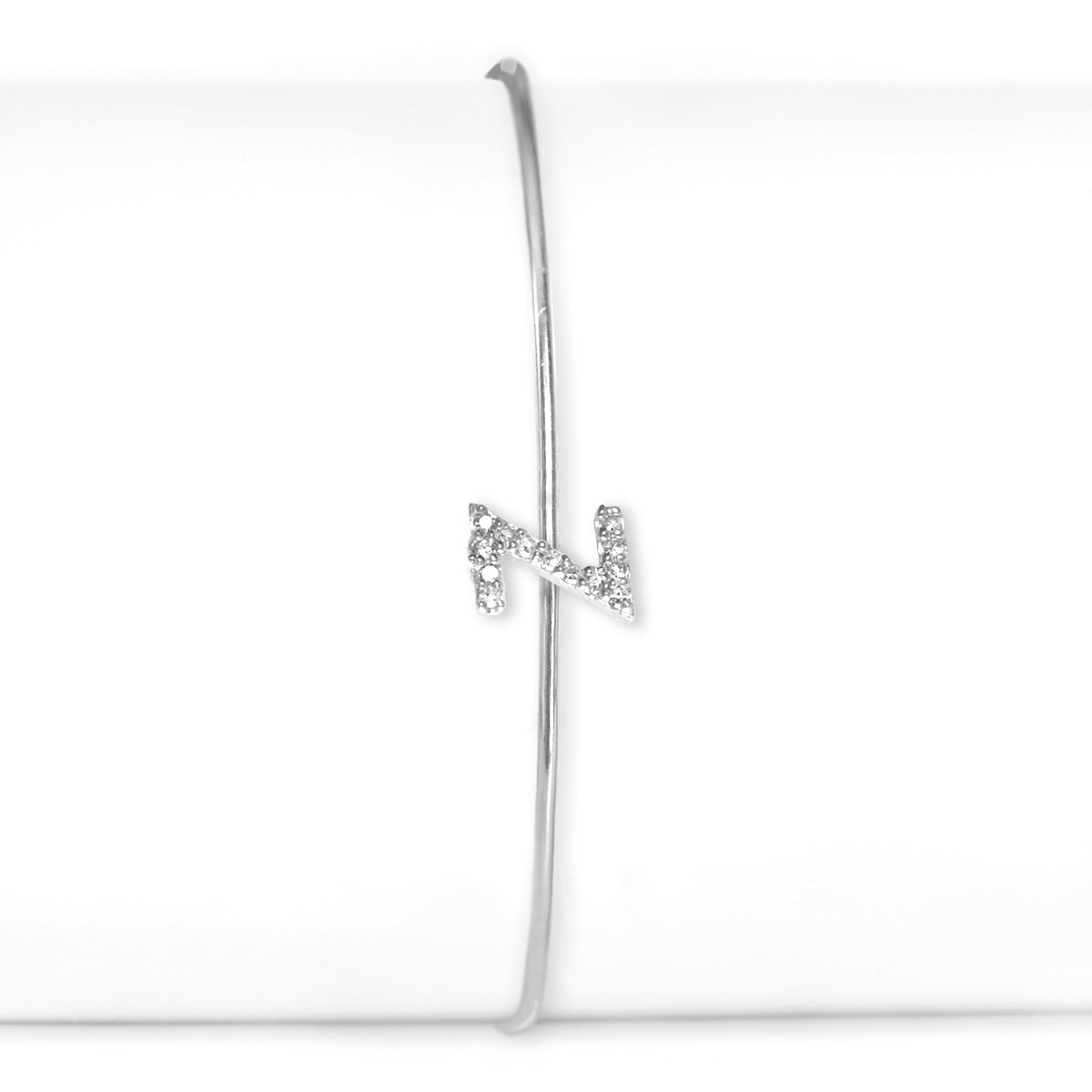 Sterling Silver Diamond Letter Z Bangle - SALE