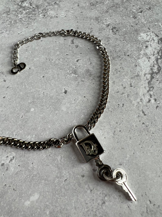 Christian Dior Key Charm Double Chain Lock Necklace Reworked Womens  Fashion Jewelry  Organisers Necklaces on Carousell