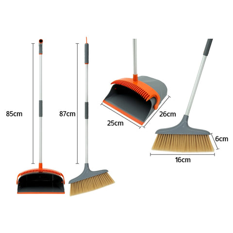 Happylost Upgrade Broom and Dustpan Set, Self-Cleaning with