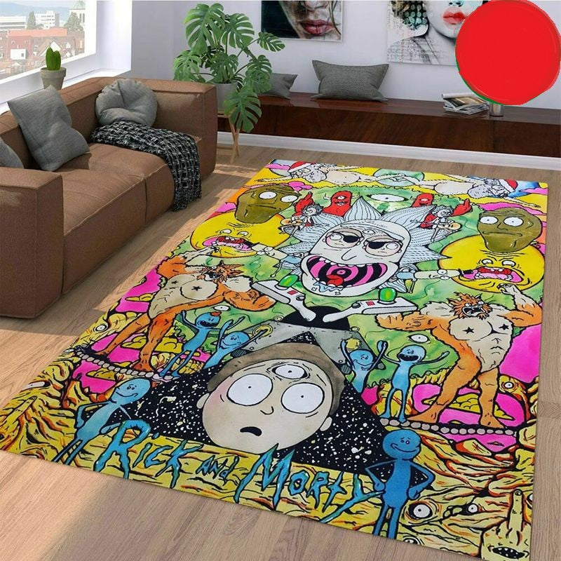 Rick And Morty Chaos Colorful Living Room Carpet Rugs Bestmoonshop