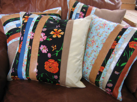 patchwork stripe pillows