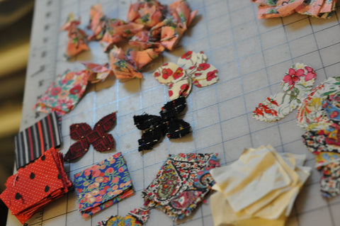 vintage fabric for flower pin brooches
