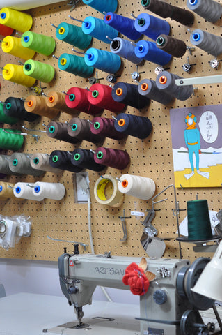 sewing machine with thread spools