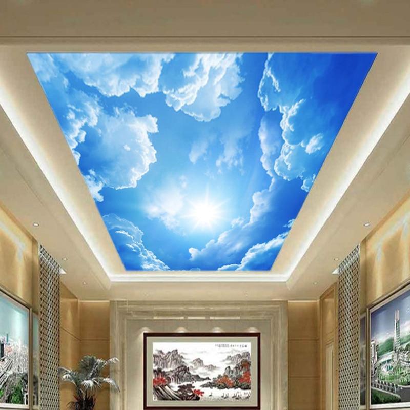 3d Sky White Clouds Ceiling Wallpaper Stickers