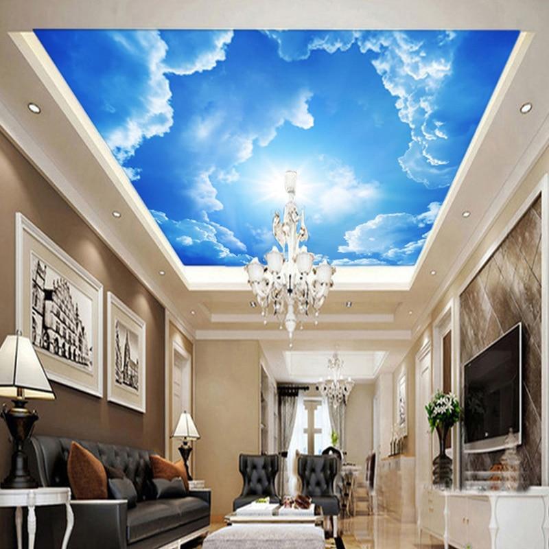 3d Sky White Clouds Ceiling Wallpaper Stickers