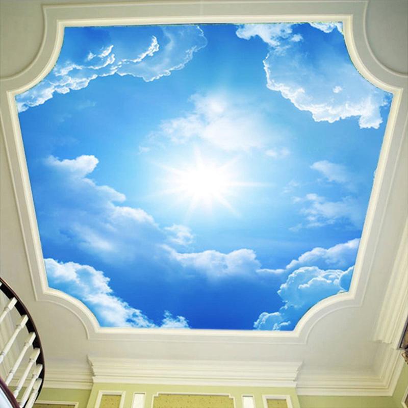 3d Sky White Clouds Ceiling Wallpaper Stickers