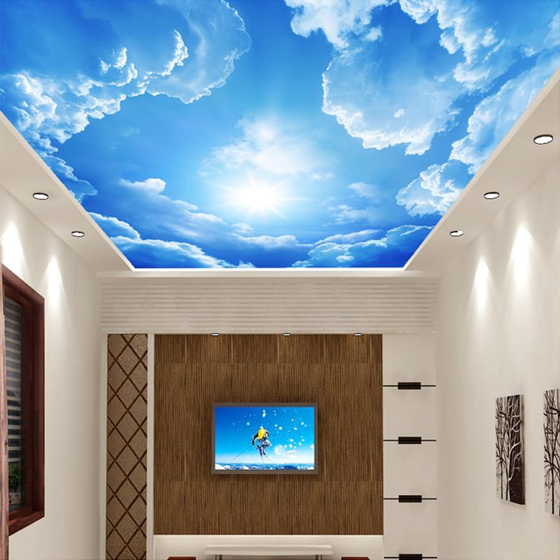3d Sky White Clouds Ceiling Wallpaper Stickers