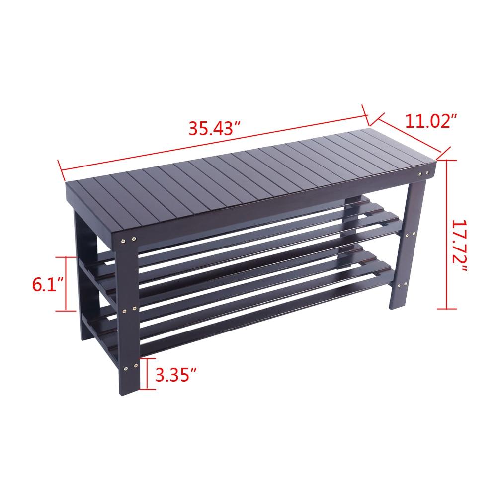 Triple Tier Entryway Furniture Shoe Rack Storage Bench Index Cove